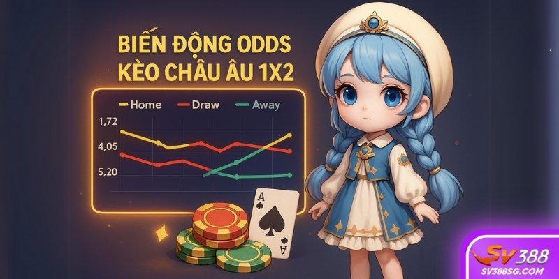 Diễn biến odds kèo Châu Âu 1X2 thể hiện xu hướng cược real-time